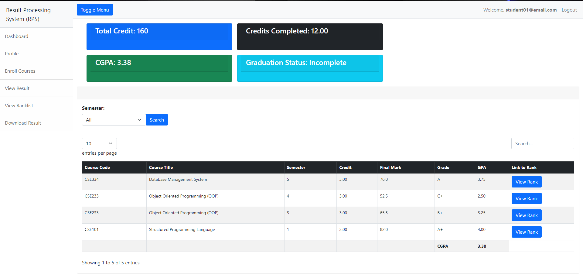 Image 5 of Result Processing System